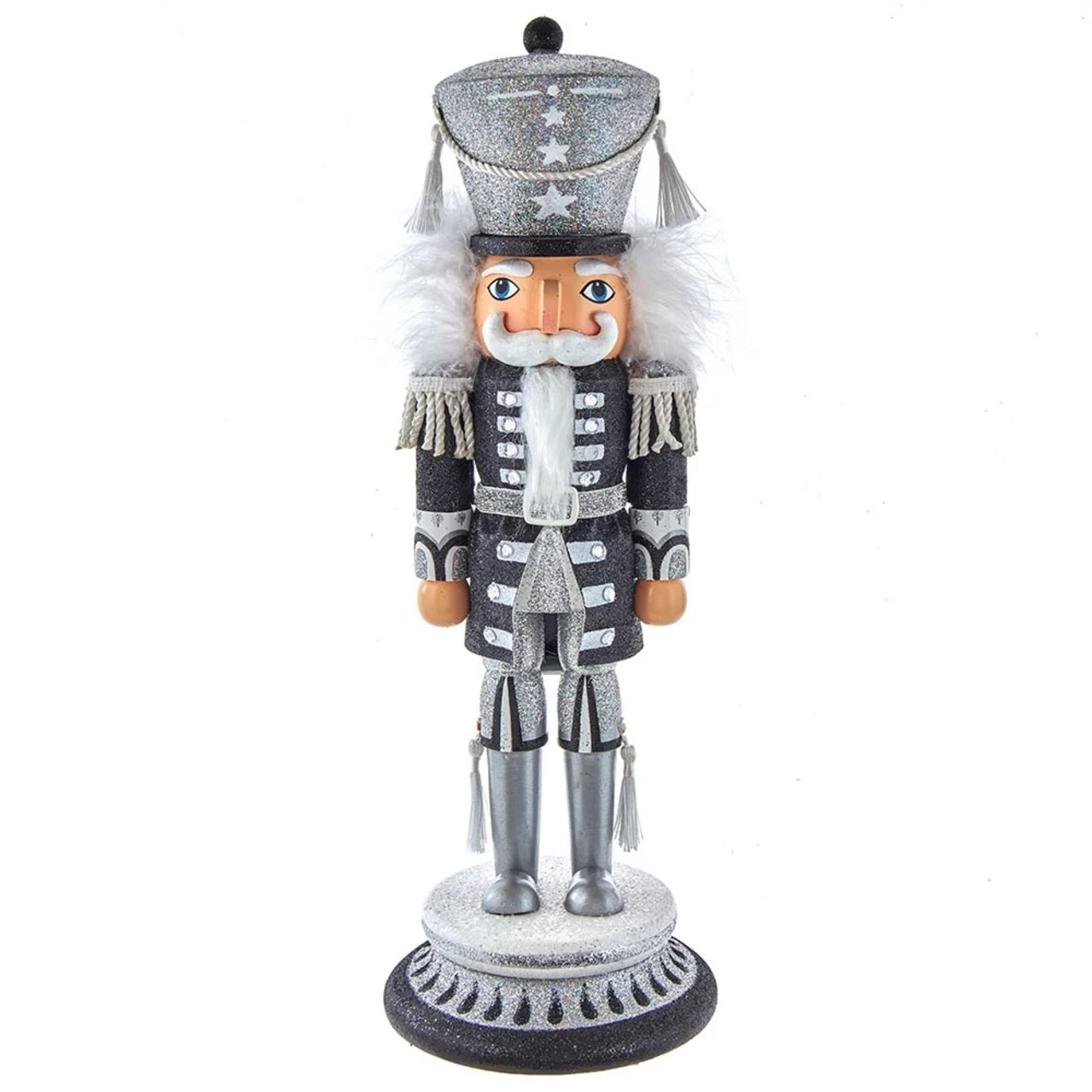 KSA 16.5" Silver and Black Soldier Christmas Nutcracker